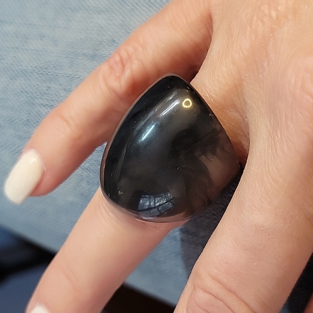BLACK SMOKE SWIRL DOME RING, METAL FREE